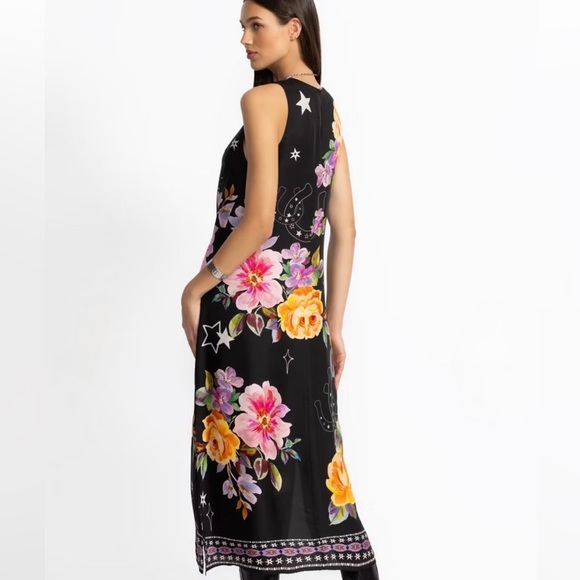 Johnny Was Black Maxi Dress with Floral Design - Picture 3 of 6